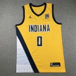 Maillot de Basket #0 Haliburton Indiana Pacers Jaune Brodé